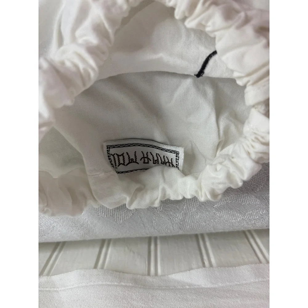 Miaou White Cotton Drawstring Dust Bag Black Embroidered Corset Graphic Pouch